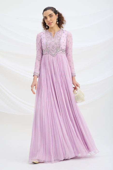 LILAC EMBROIDERED DRESS WITH DUPATTA