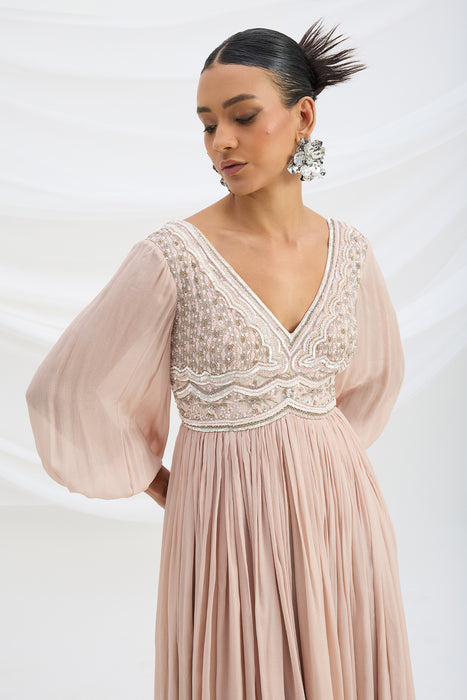 LIGHT PINK EMBROIDERED DRESS