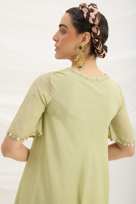 PISTA GREEN DRAPE DRESS