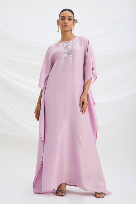 EMBROIDERED LILAC KAFTAN WITH BOTTOM