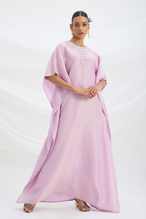 EMBROIDERED LILAC KAFTAN WITH BOTTOM