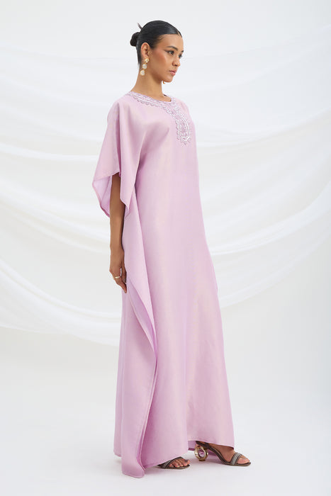 EMBROIDERED LILAC KAFTAN WITH BOTTOM