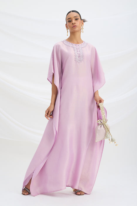 EMBROIDERED LILAC KAFTAN WITH BOTTOM