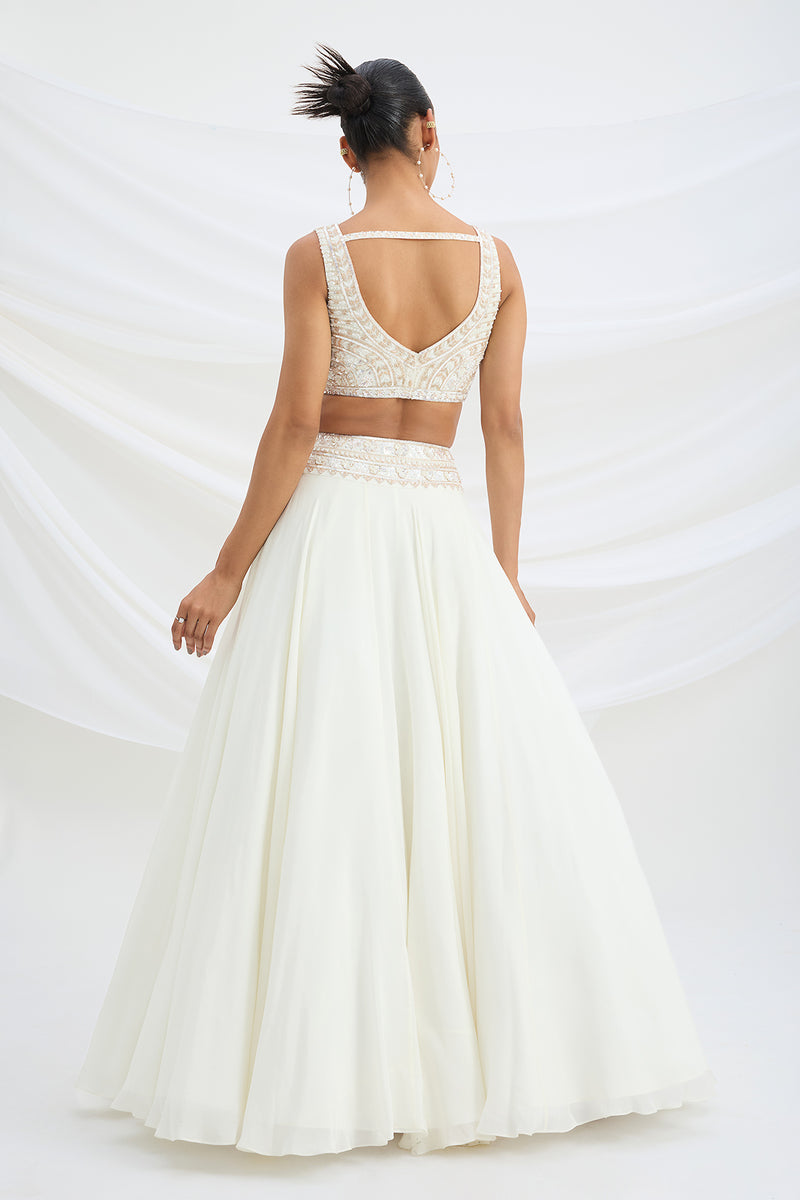 IVORY LEHENGA WITH EMBROIDERED STITCHED BLOUSE AND DUPATTA
