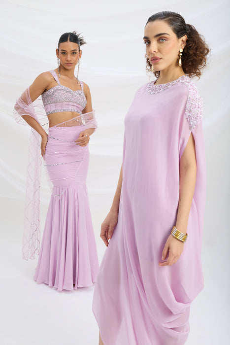 LILAC DRAPE DRESS