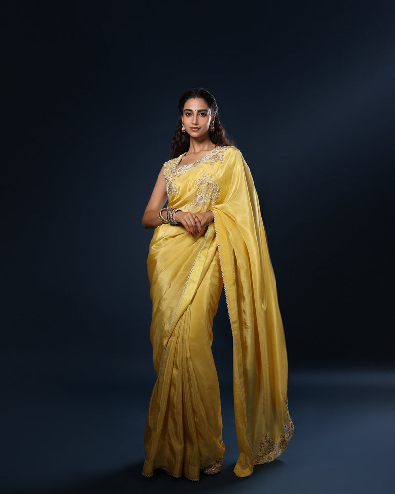 Sloka Embroidery Saree and Blouse Set | Meenakshi Chaudhary