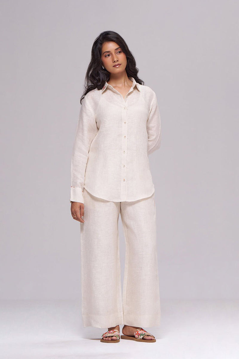 Milk Creame Pure Linen Co-ord Set