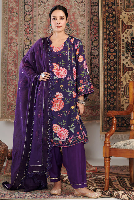 Chintz Old purple Kurta Set of 3