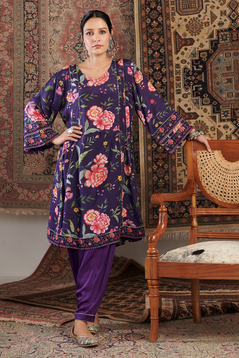Chintz Old purple Kurta Set of 3