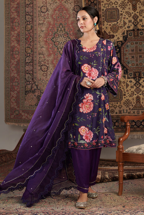 Chintz Old purple Kurta Set of 3