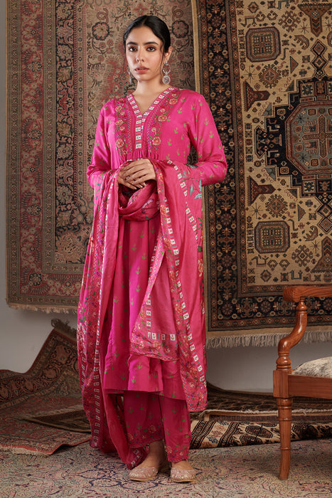 Gul Embroidered Hot Pink Kurta Set of 3