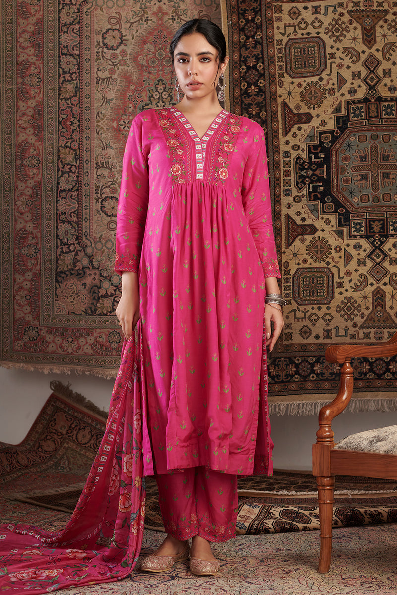 Gul Embroidered Hot Pink Kurta Set of 3