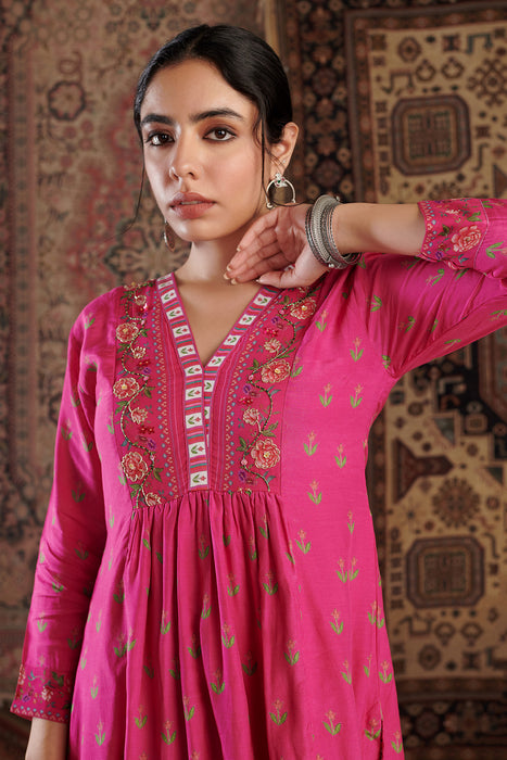 Gul Embroidered Hot Pink Kurta Set of 3