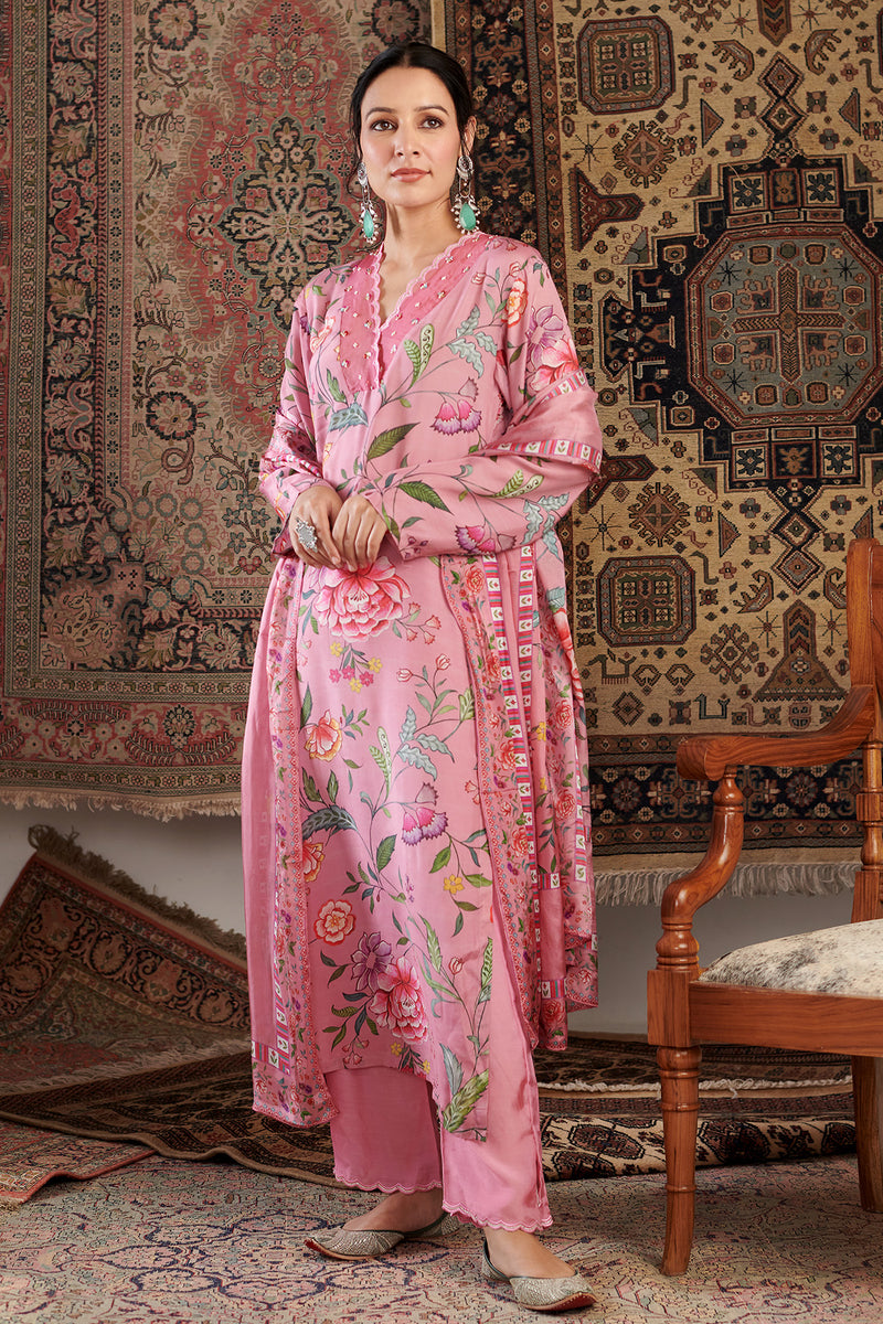 Gul Embroidered Old Rose Kurta Set of 3