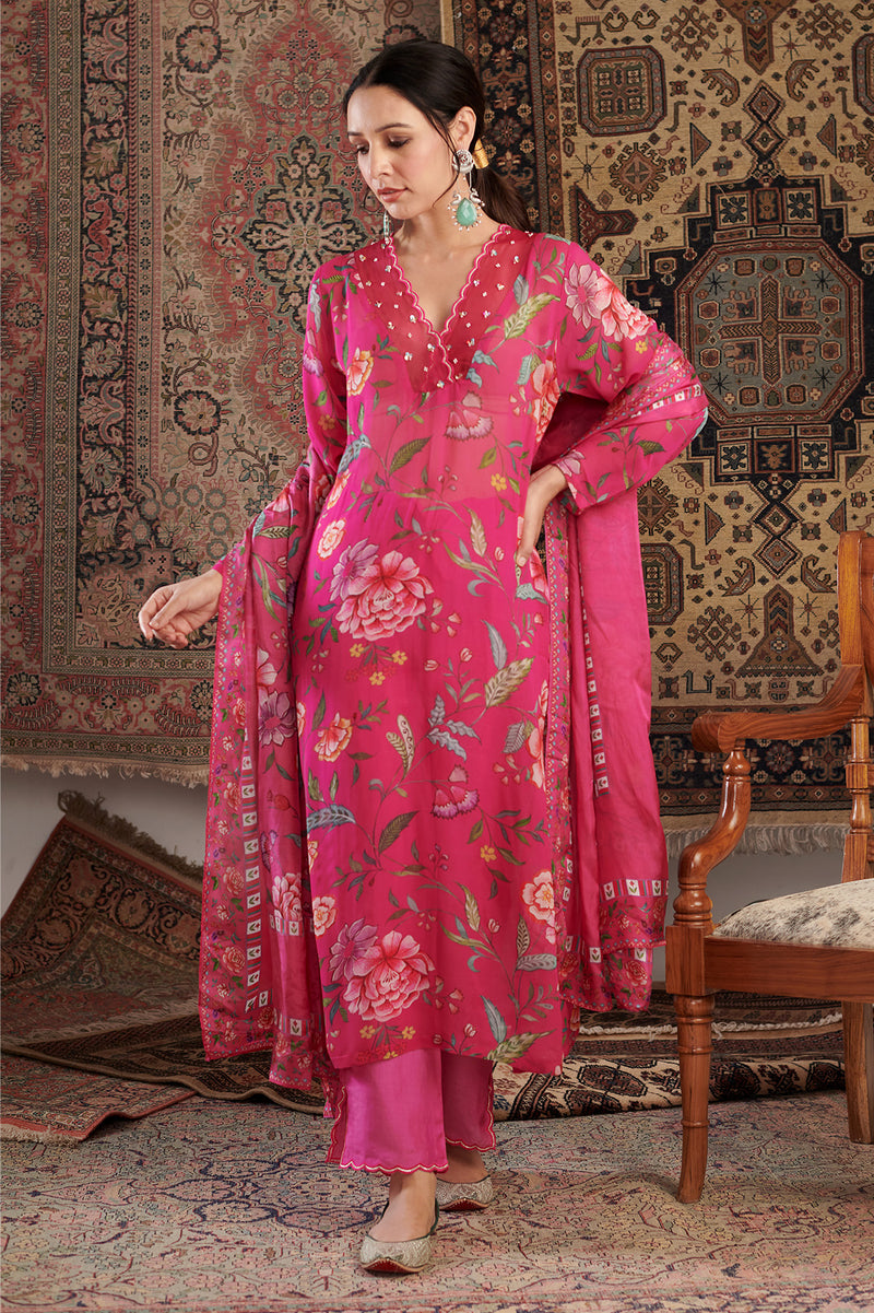 Hot Pink Kurta Set of 3