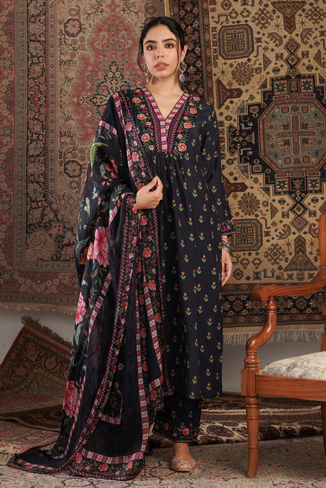 Gul Embroidered Black Kurta Set of 3