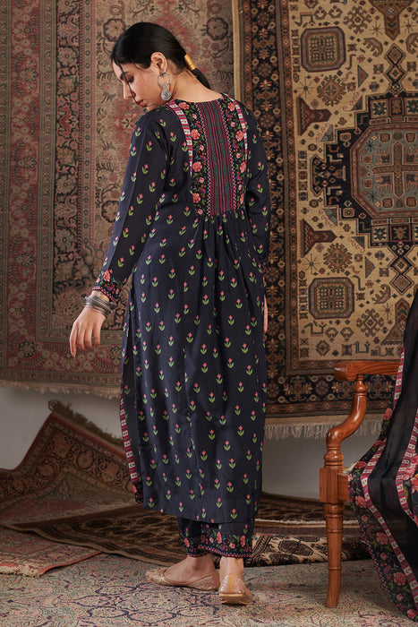 Gul Embroidered Black Kurta Set of 3