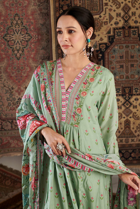 Gul Embroidered Mint Green Kurta Set of 3