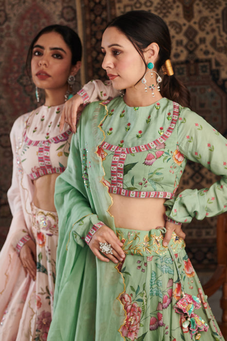 Zara Mint Green Lehenga Set