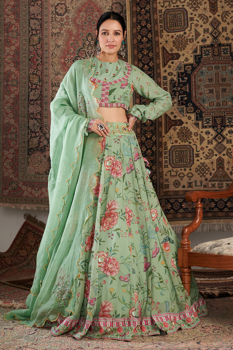 Zara Mint Green Lehenga Set