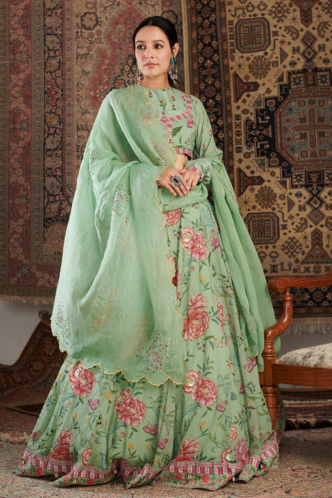 Zara Mint Green Lehenga Set