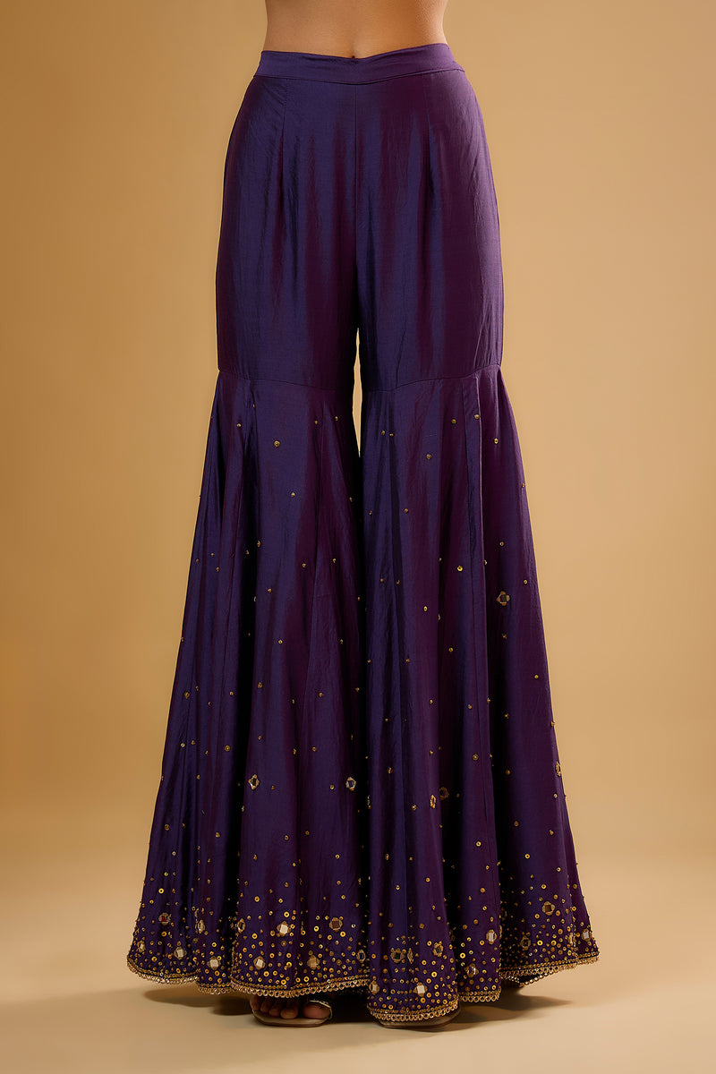 Nazakat Purple Heavy Mirror Work Sharara Set