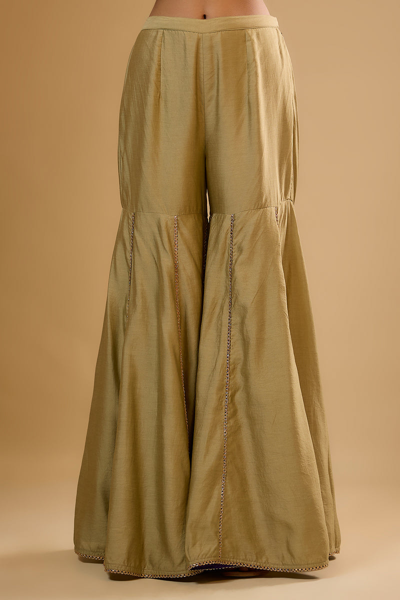 Nazakat Light Green Lotus Yoke Sharara Set
