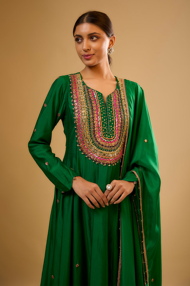 Nazakat Green Kalidaar Set