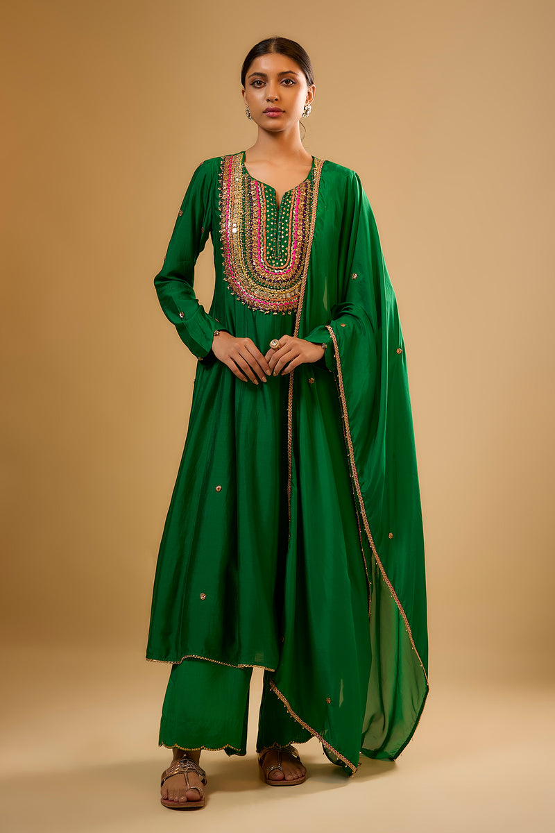 Nazakat Green Kalidaar Set