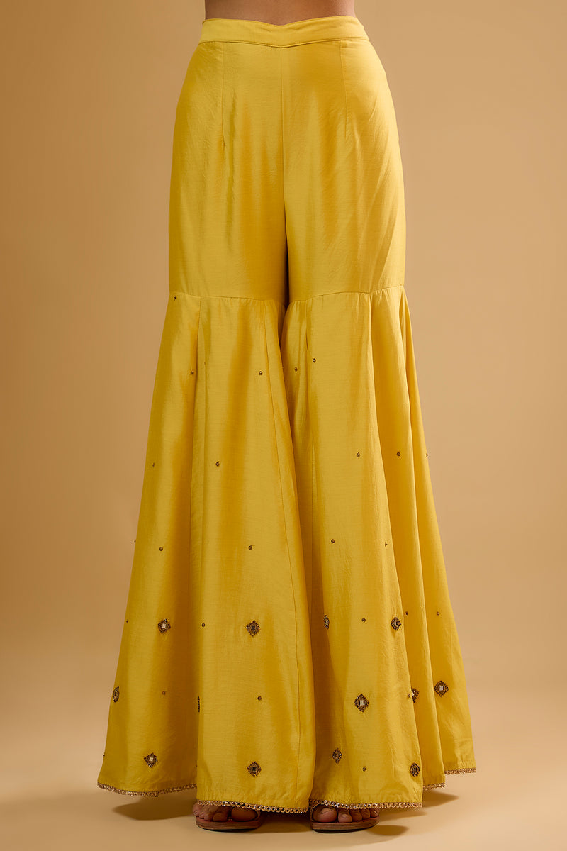 Nazakat Yellow Mirror Work Sharara Set