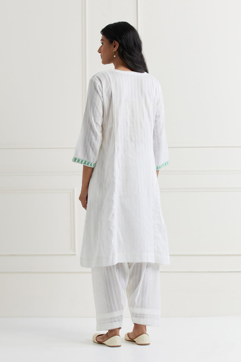 White Embroidered Kurta & Pant Salwar Set