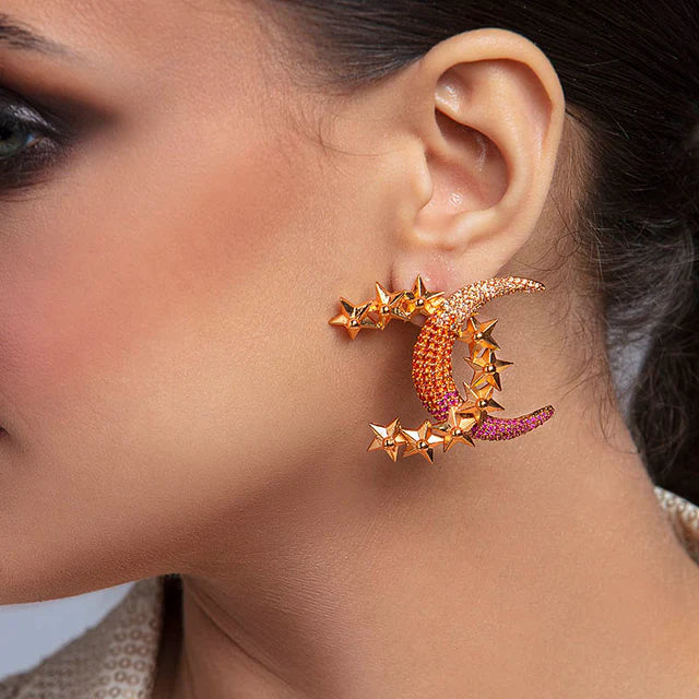 Studded tricolour astral aura earrings