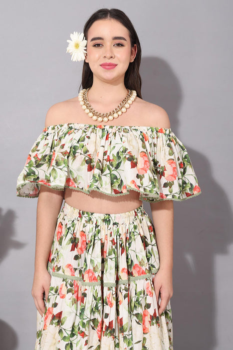 OFF SHOULDER FRILL CROP TOP