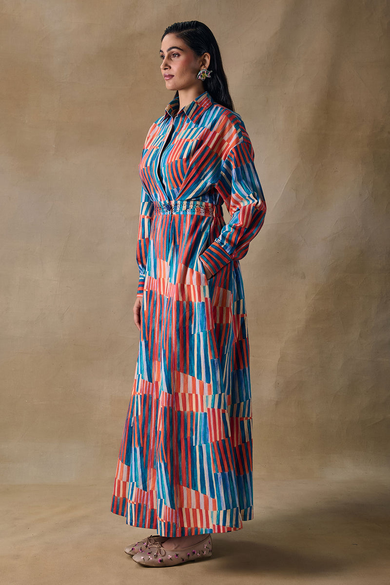 Asilah Stripe Wrap Dress