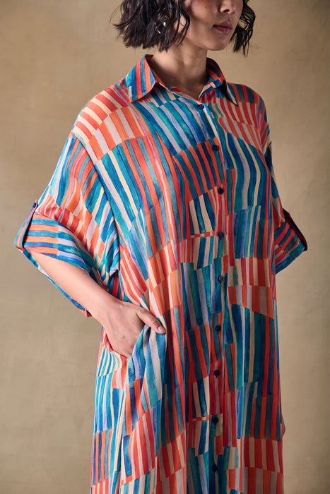 Asilah Stripe Asymmetrical Dress