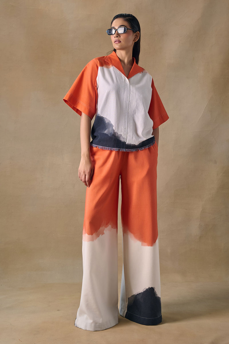 Orange Washed Palazzo Pants