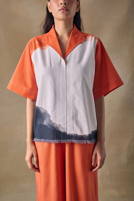 Orange Washed Kaftan Top