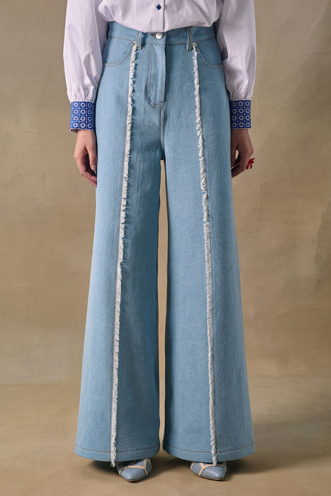 Denim wide leg pants