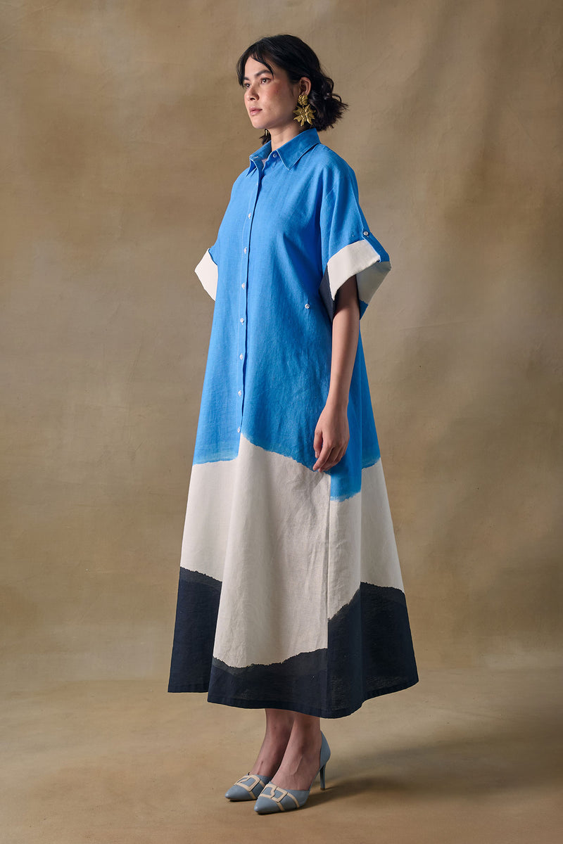 Blue Washed Asymmetrical Dress