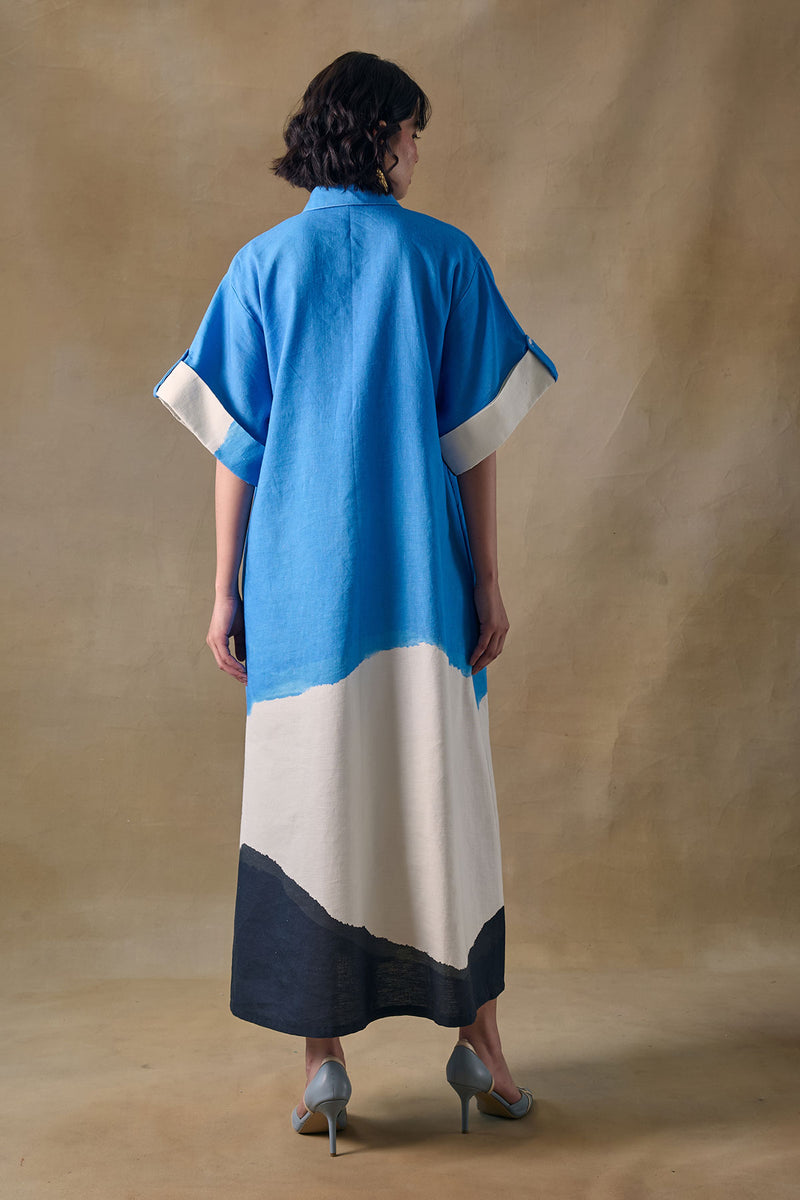 Blue Washed Asymmetrical Dress