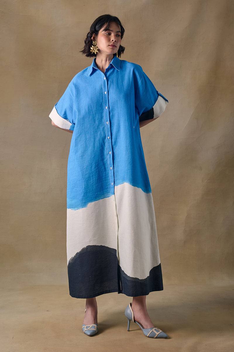 Blue Washed Asymmetrical Dress