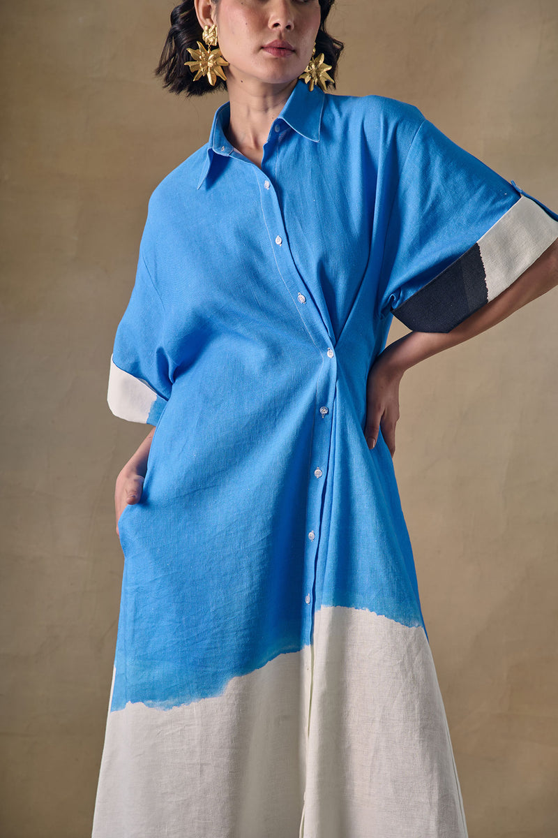 Blue Washed Asymmetrical Dress