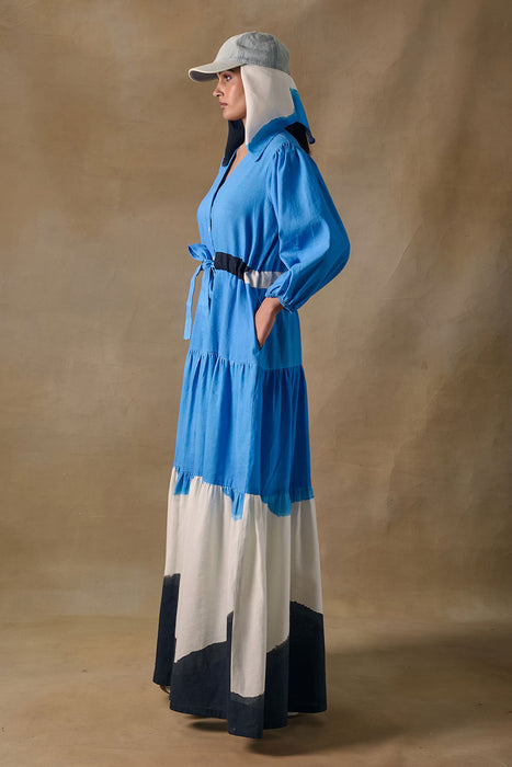 Blue Washed Tiered Dress