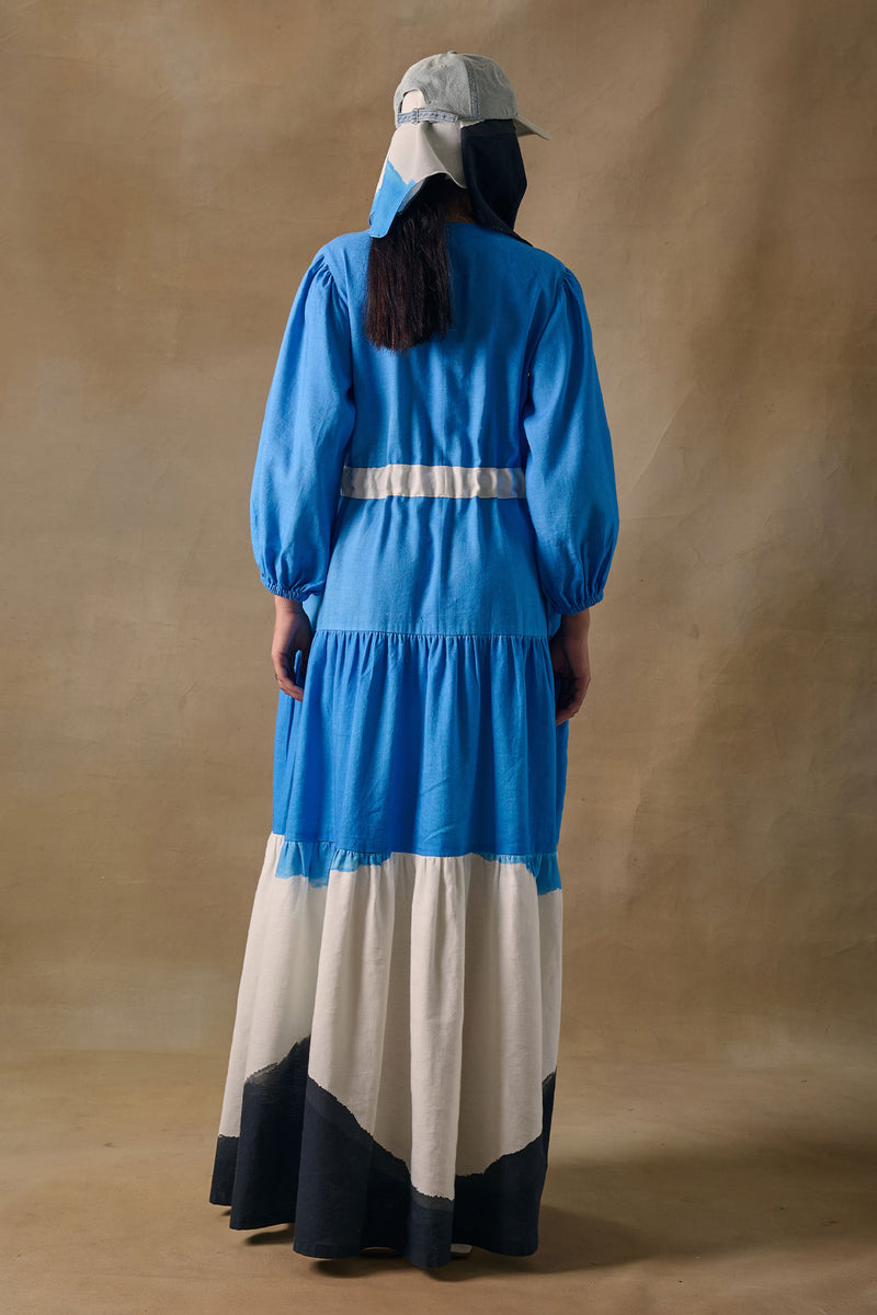 Blue Washed Tiered Dress