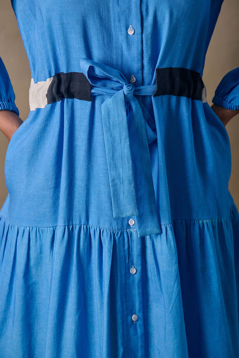 Blue Washed Tiered Dress