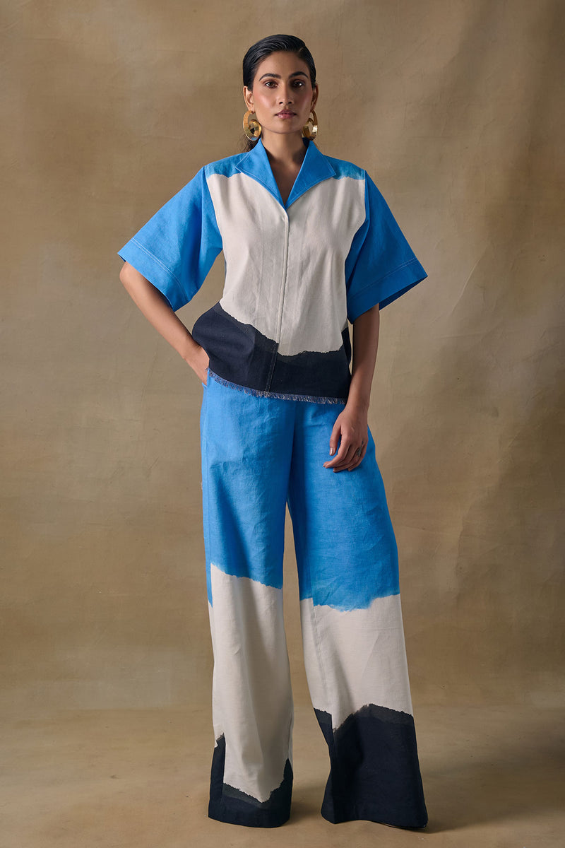 Blue Washed Straight Trousers