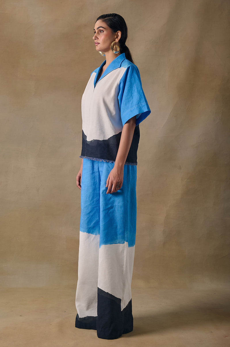 Blue Washed Straight Trousers