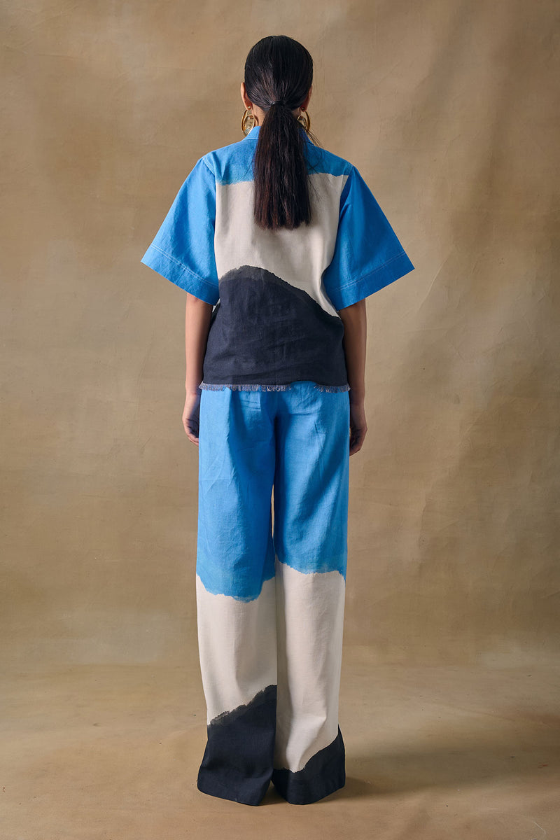 Blue Washed Straight Trousers