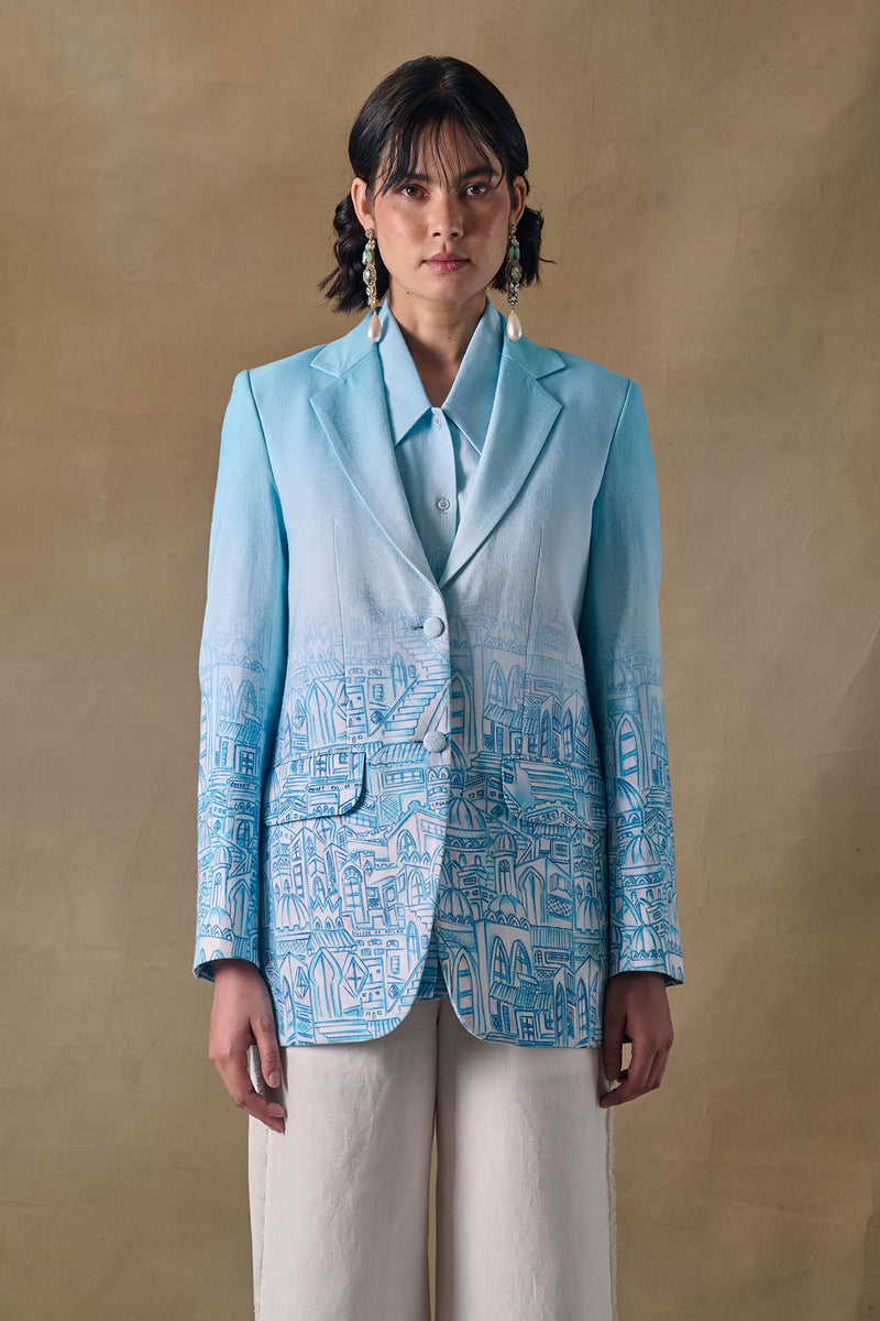 Blue Landscape Gradient Blazer