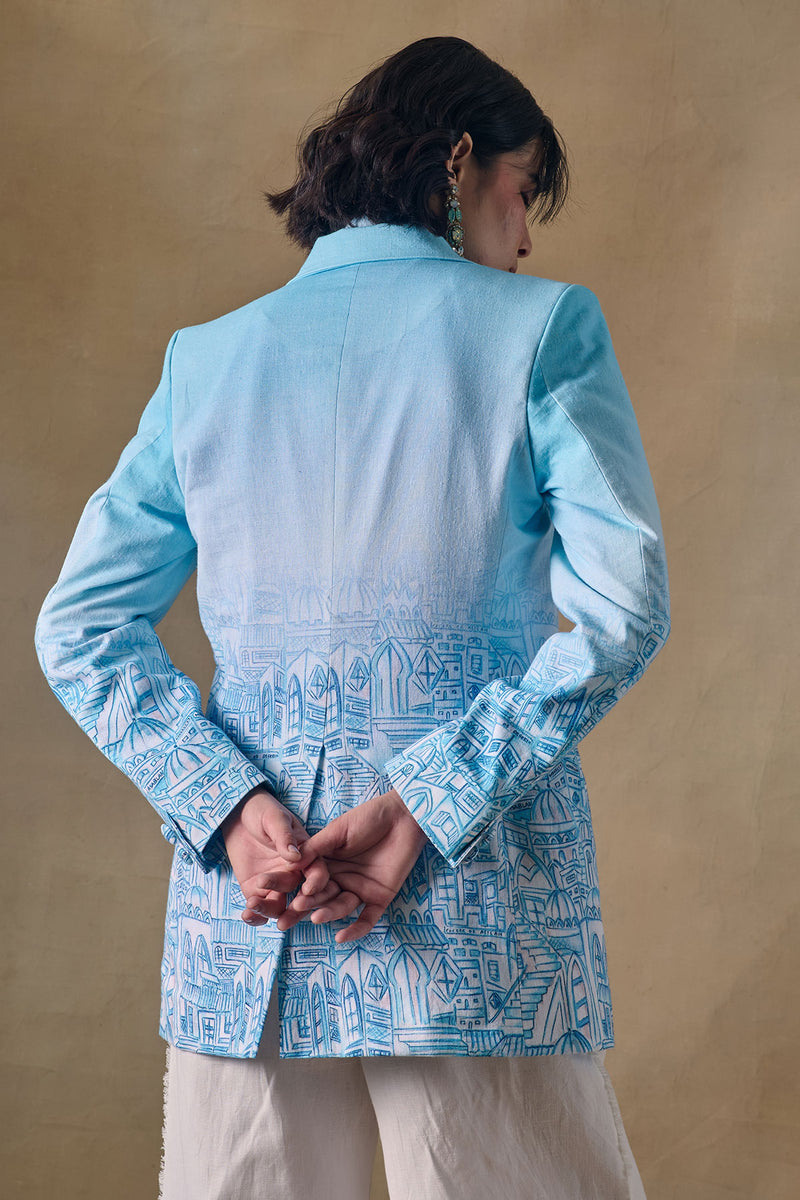 Blue Landscape Gradient Blazer